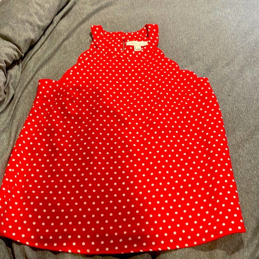Monteau Los Angeles halter scalloped red and white polka dot top